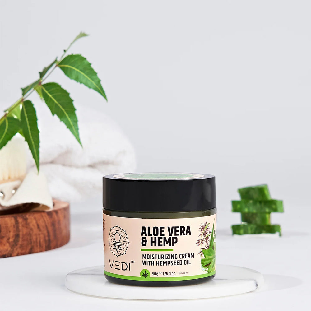 Aloe Vera & Hemp Moisturizing Cream - Organic skincare with Omega-3 and Omega-6 fatty acids for supple, healthy skin