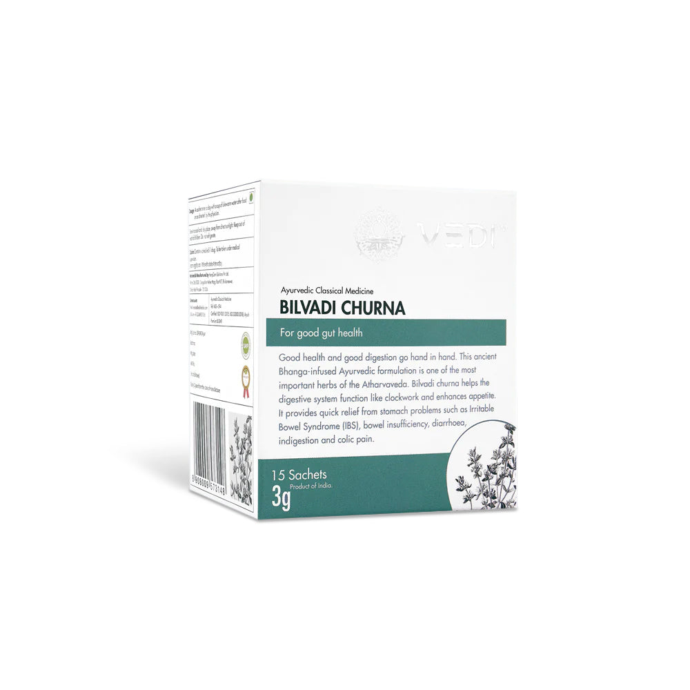Buy Bilvadi Churna Ayurvedic Digestive Support, promotes good gut health, relieves IBS symptoms, aids digestion with natural ingredients.
