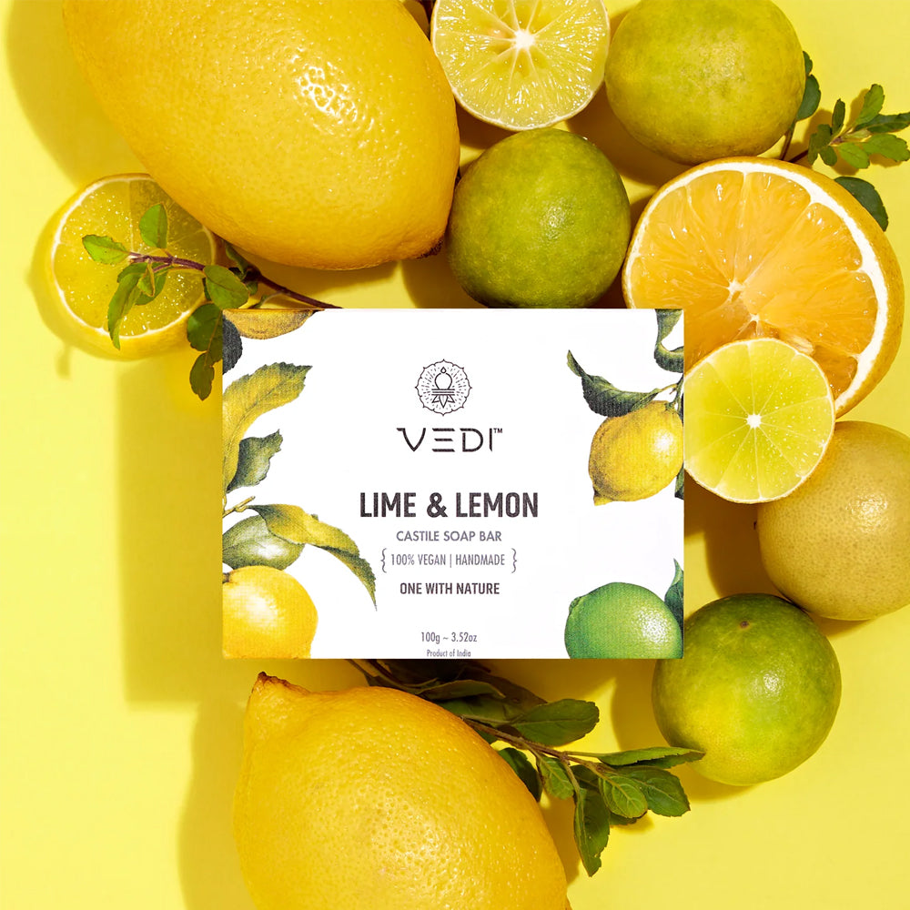 Lime & Lemon Castile Soap Bar - Natural soap with olive oil, coconut oil, and hempseed oil, 100% vegan and refreshing.