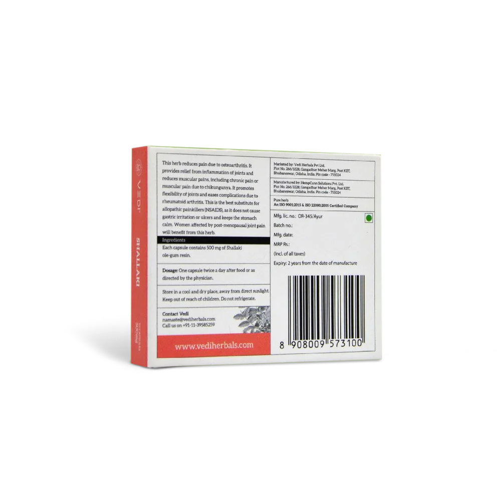 Order Shallaki Capsule, effective for inflammatory bowel disease and asthma, contains Monoterpenes and Boswellic acids for therapeutic relief.