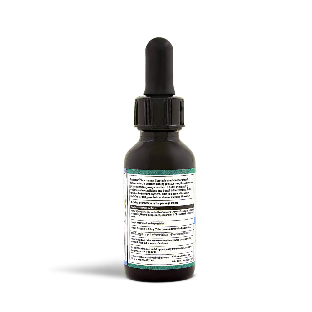 Purchase Cannaflam Oil, Ayurvedic Cannabis Formulation for chronic inflammation, boosts metabolic system, effective for IBS relief, free from chemicals and additives.