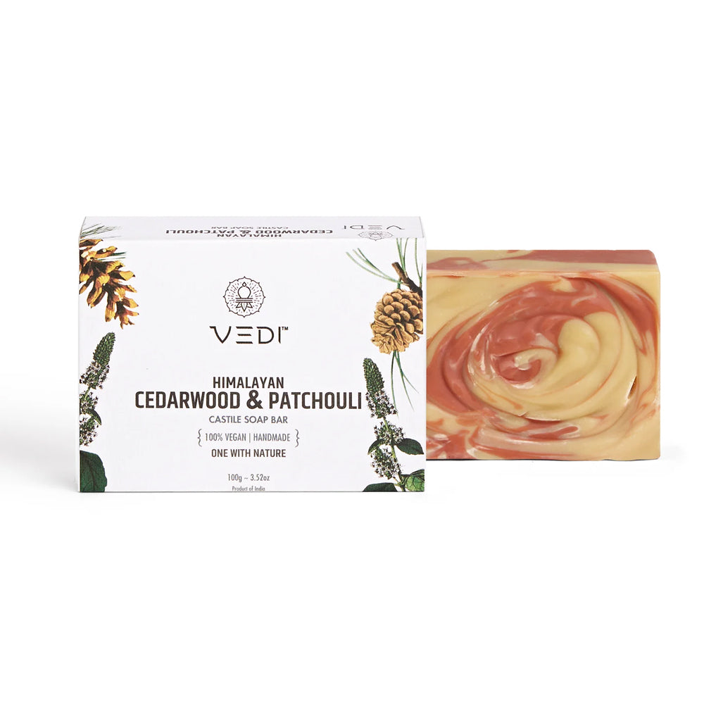 Himalayan Cedarwood & Patchouli Castile Soap Bar - 100% natural and vegan, with organic oils.