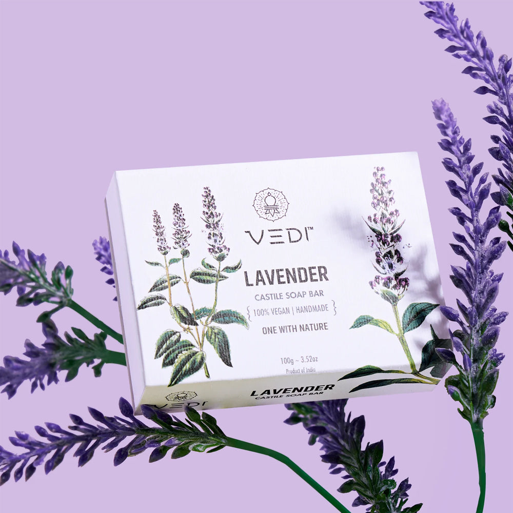  Lavender Castile Soap Bar - Organic soap with olive oil, coconut oil, and hempseed oil, 100% vegan and natural.