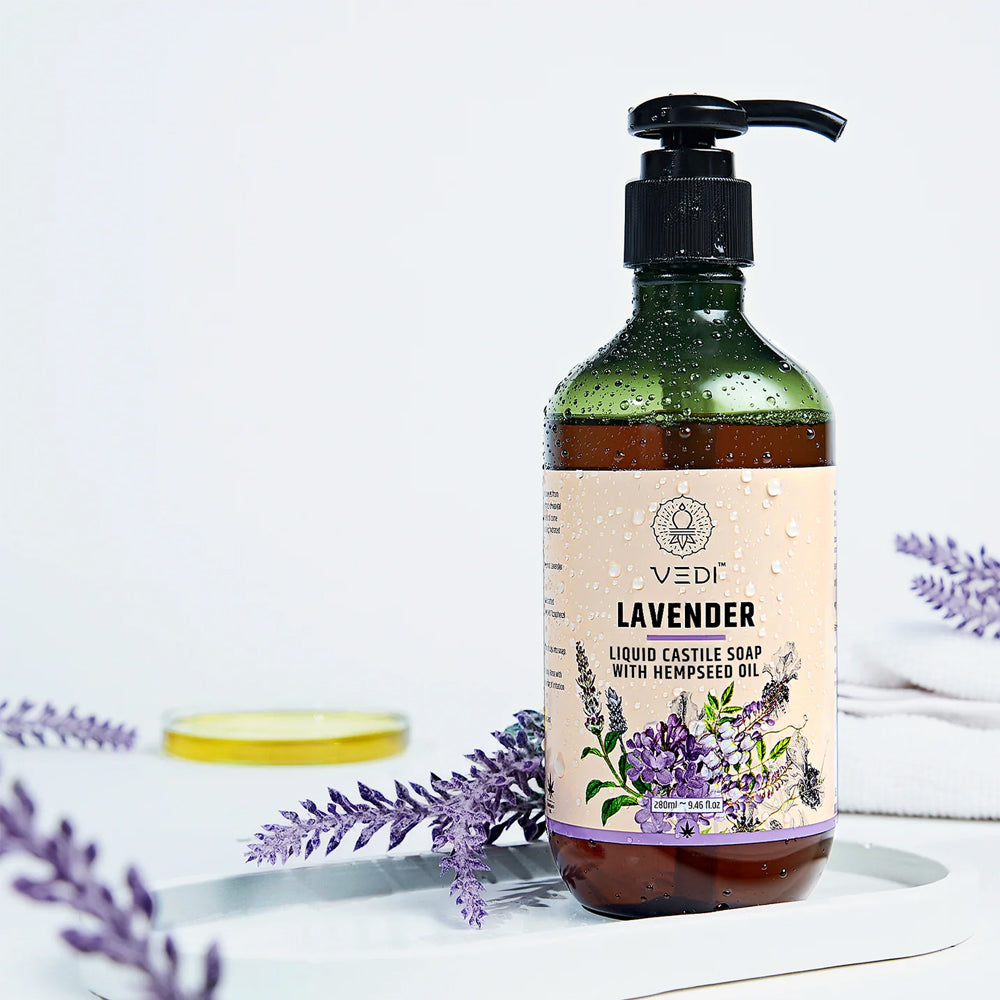 Lavender Hempseed Oil Liquid Castile Soap - Organic, free from harmful chemicals, calms and nourishes skin.