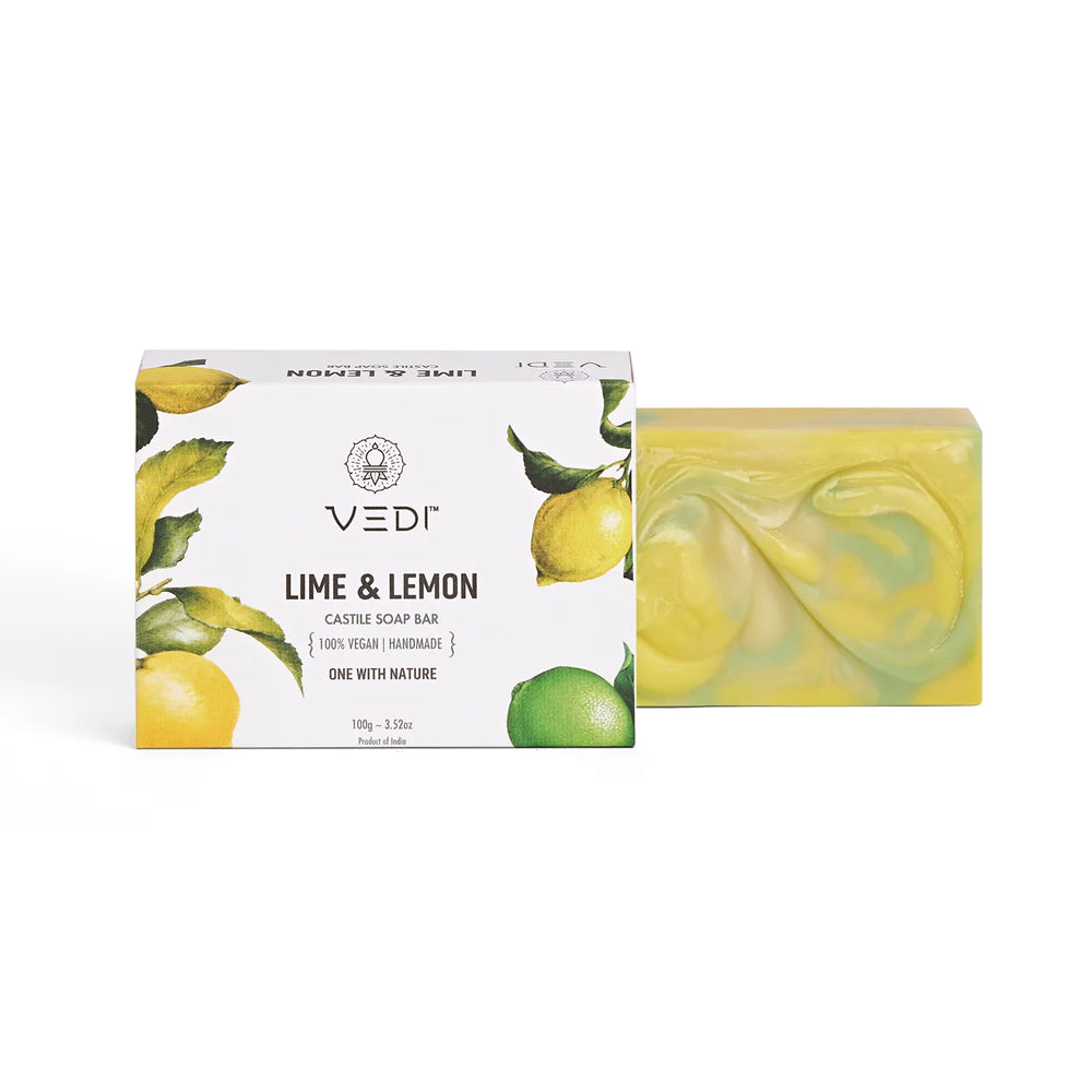 Lime & Lemon Organic Castile Soap - Vegan soap free from parabens, alcohol, detergents, and synthetic fragrances, invigorates mind and body.