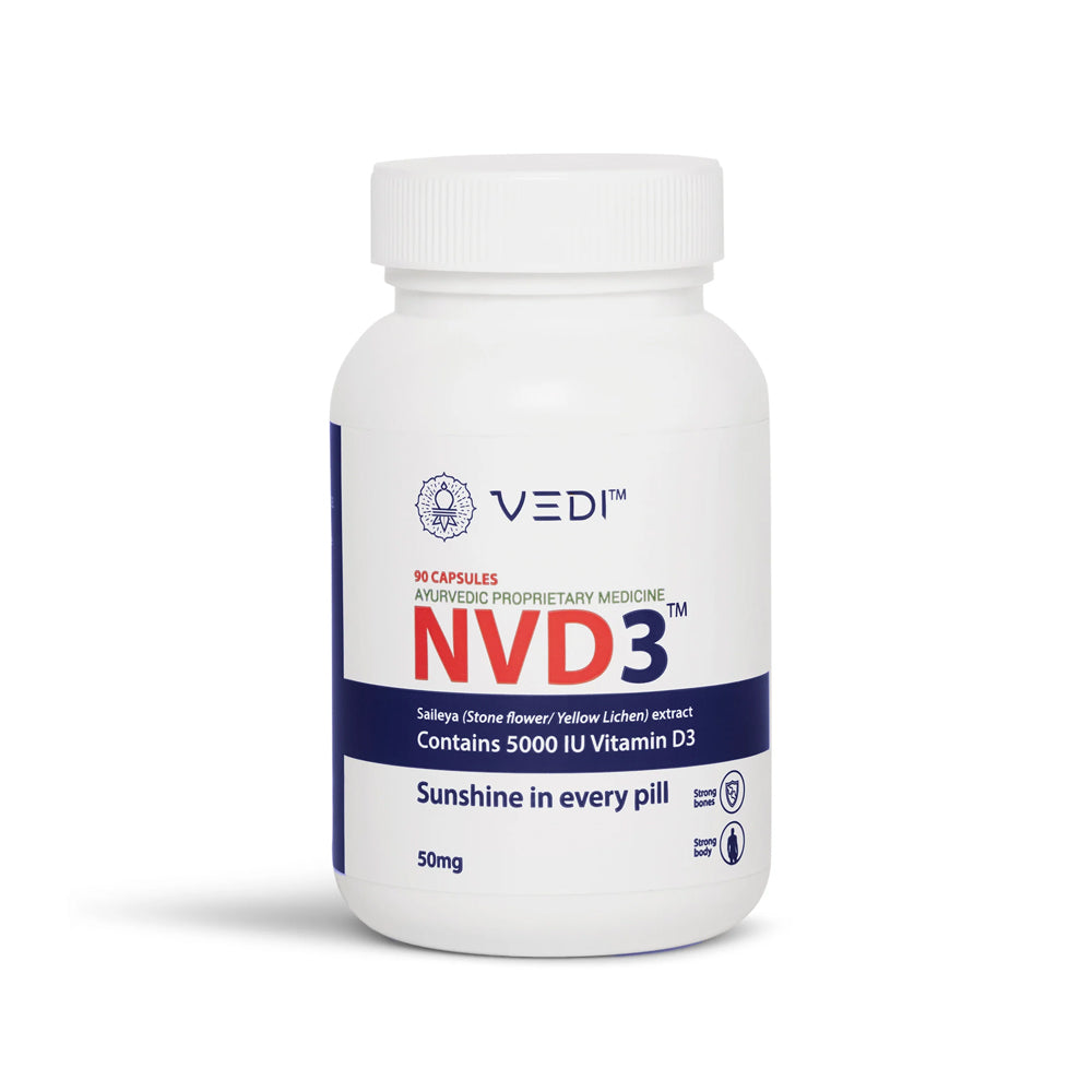 NVD3+ | 50000IU Natural Vitamin D3 supplement derived from lichen (Parmelia perlata), supports bone health, immune function, and heart protection.
